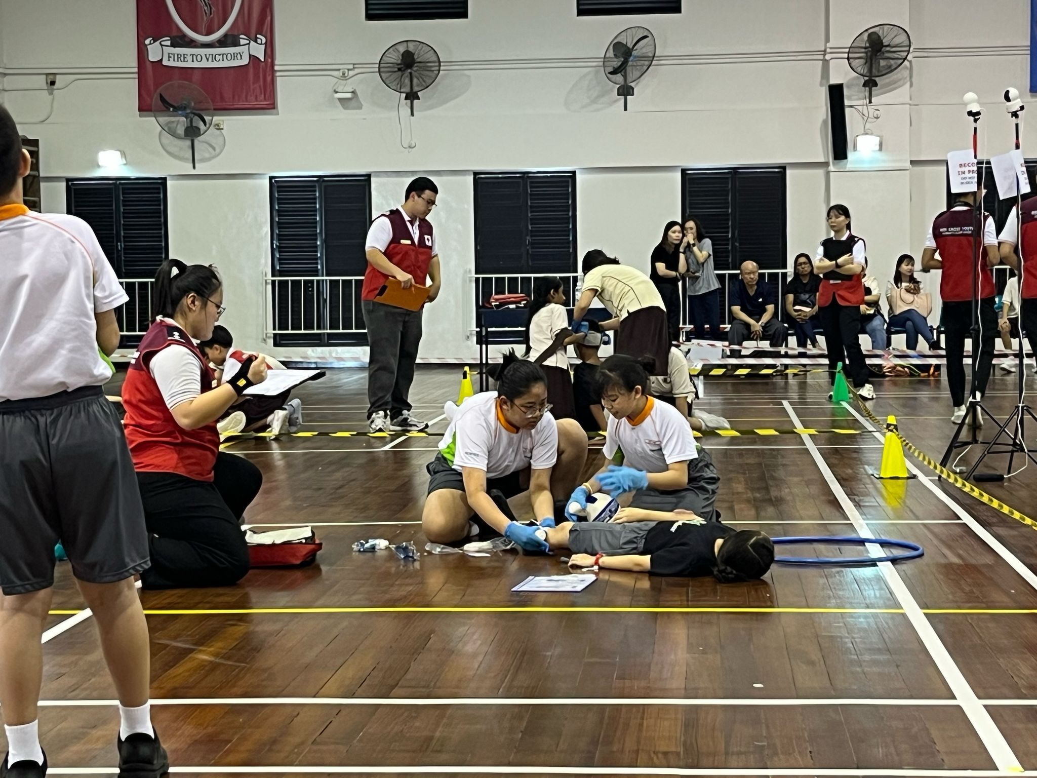RCY Links applying their knowledge of First Aid in the annual First Aid Championship